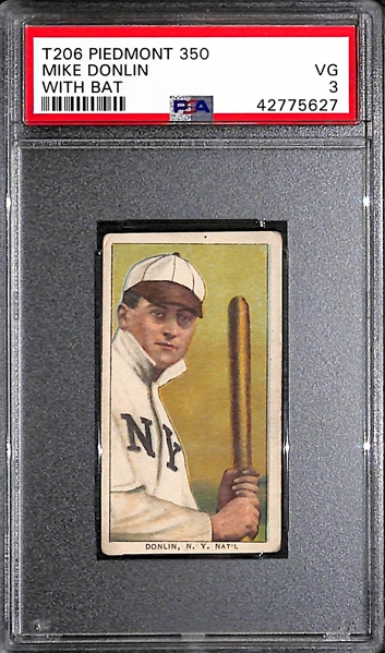 1909 T206 Mike Donlin Piedmont (w/ Bat) PSA 3 